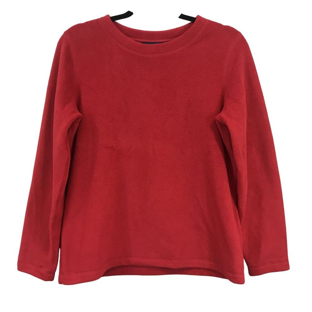 Lands End Red Long Sleeve Fleece Pullover Crewneck Sweater Women S 6-8